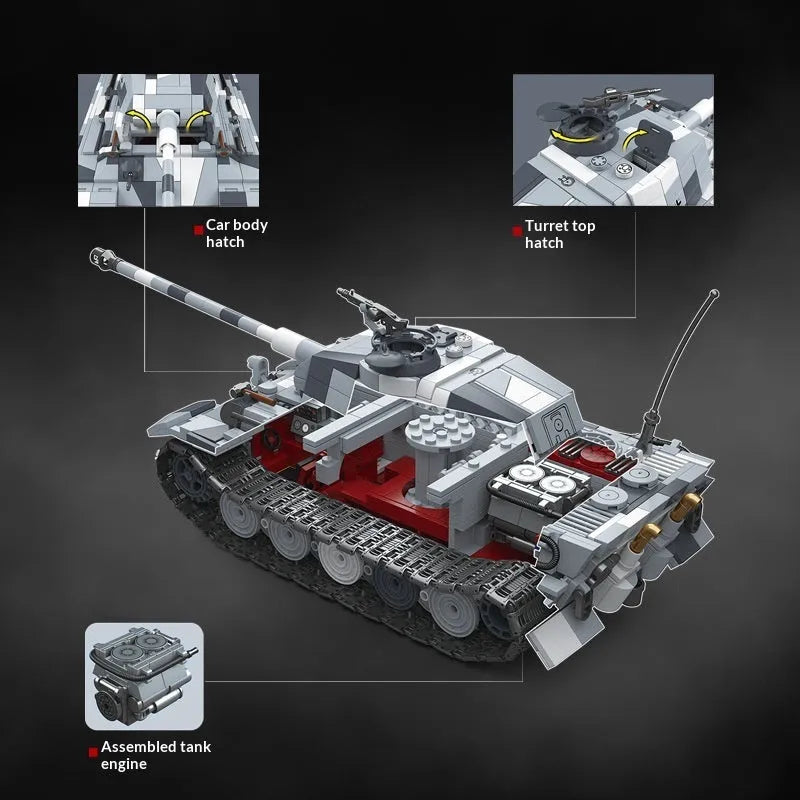 Heavy tank small particle plastic building blocks set in colour box packaging