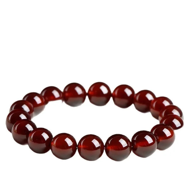 Natural orange red garnet crystal ball bracelet with Ruyi elements in retro unisex design