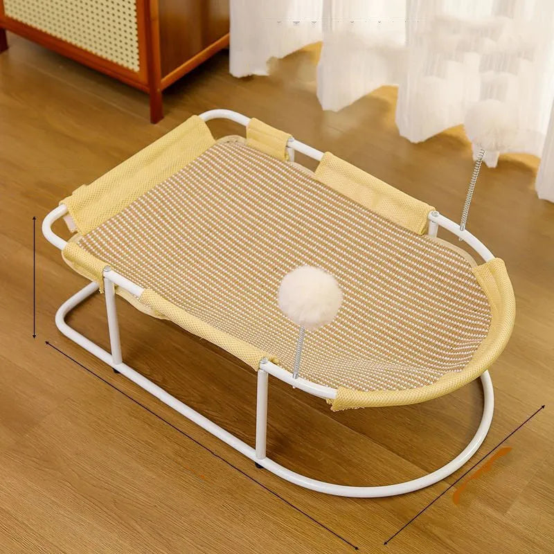 Large grey fabric cat kennel with bracket ventilation design for summer cooling