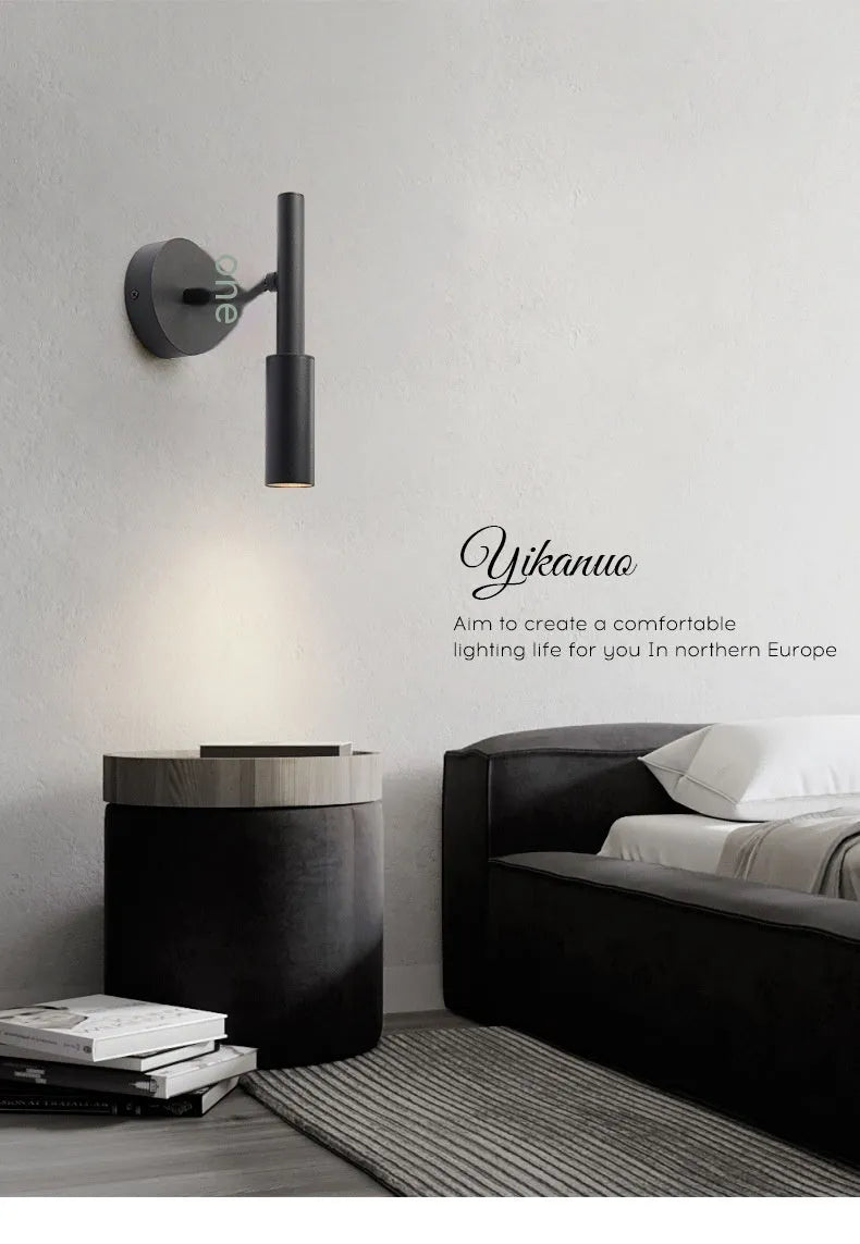 Modern wrought iron wall lamp with three-colour lighting in black or white finish