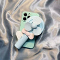 Cyan soft shell lollipop hand fan TPU phone case for iPhone 15 Pro Max with drop-resistant design