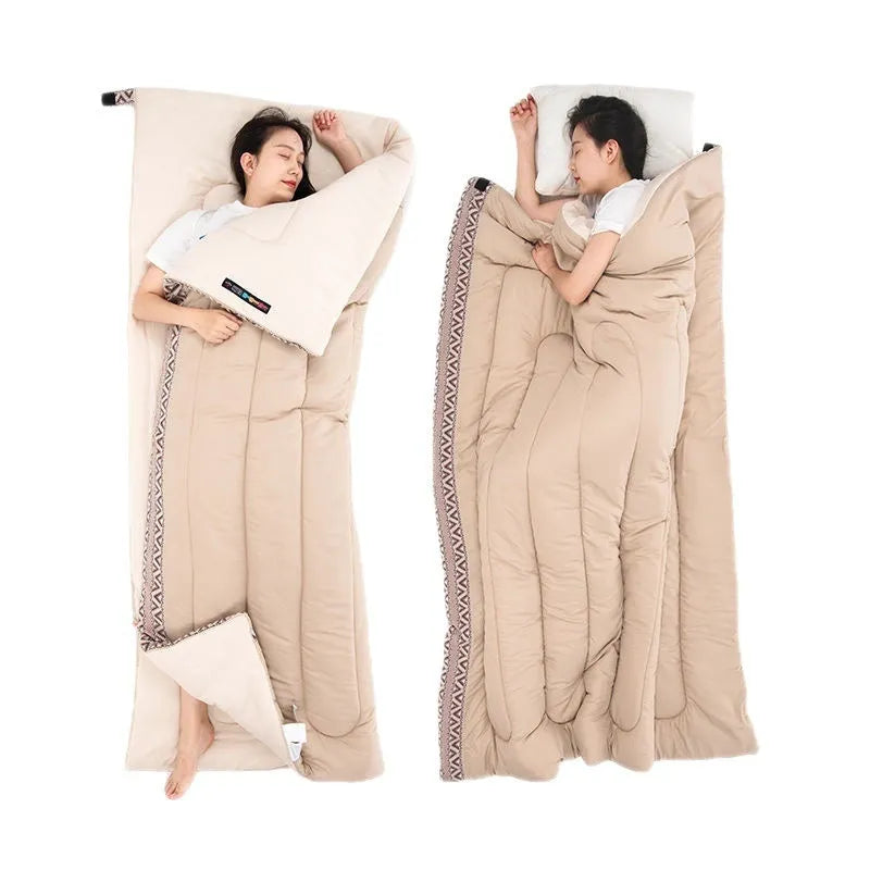 Adult portable camping sleeping bag with compression storage bag in three colour options