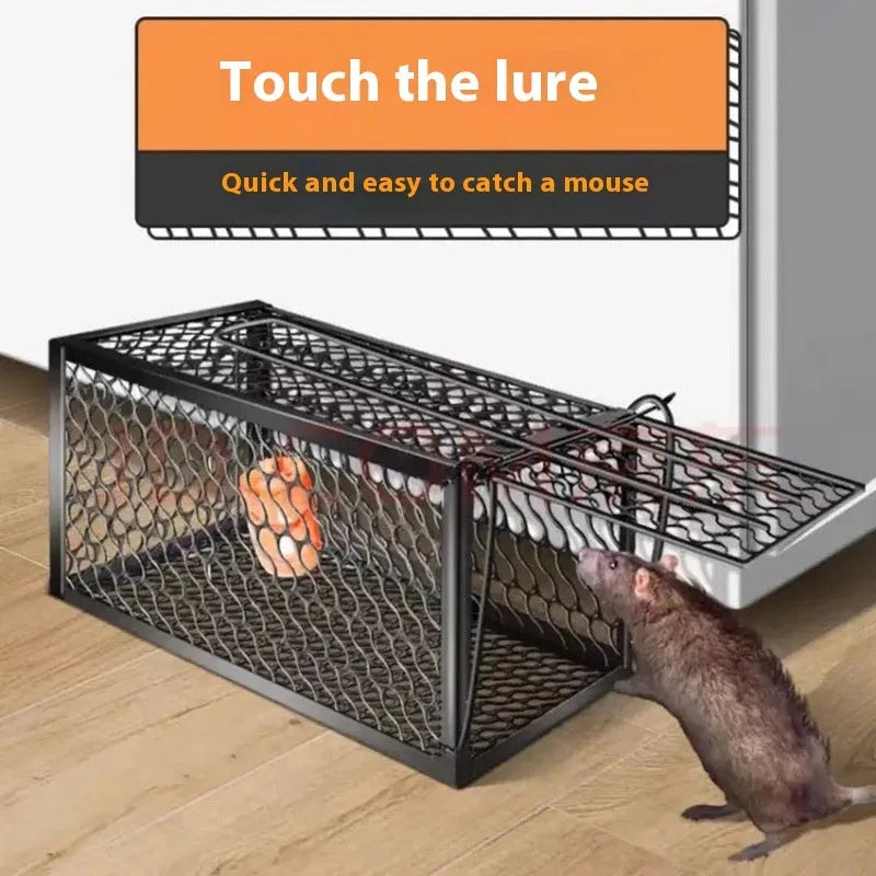 Automatic mouse trap cage with metal and plastic options in small, medium, and large sizes