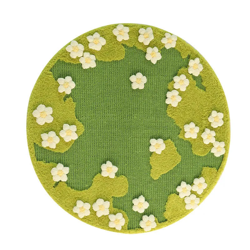 Flower sisal cat scratching pad in pastoral style with 80cm diameter on a floor