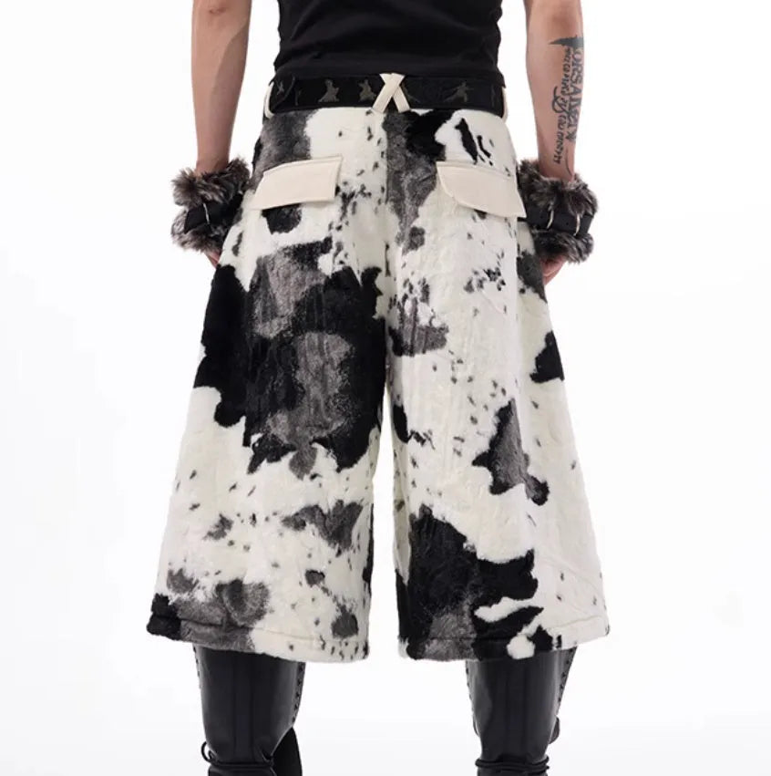 Milk fibre fur cropped pants with personalised pattern options in sizes S M L XL