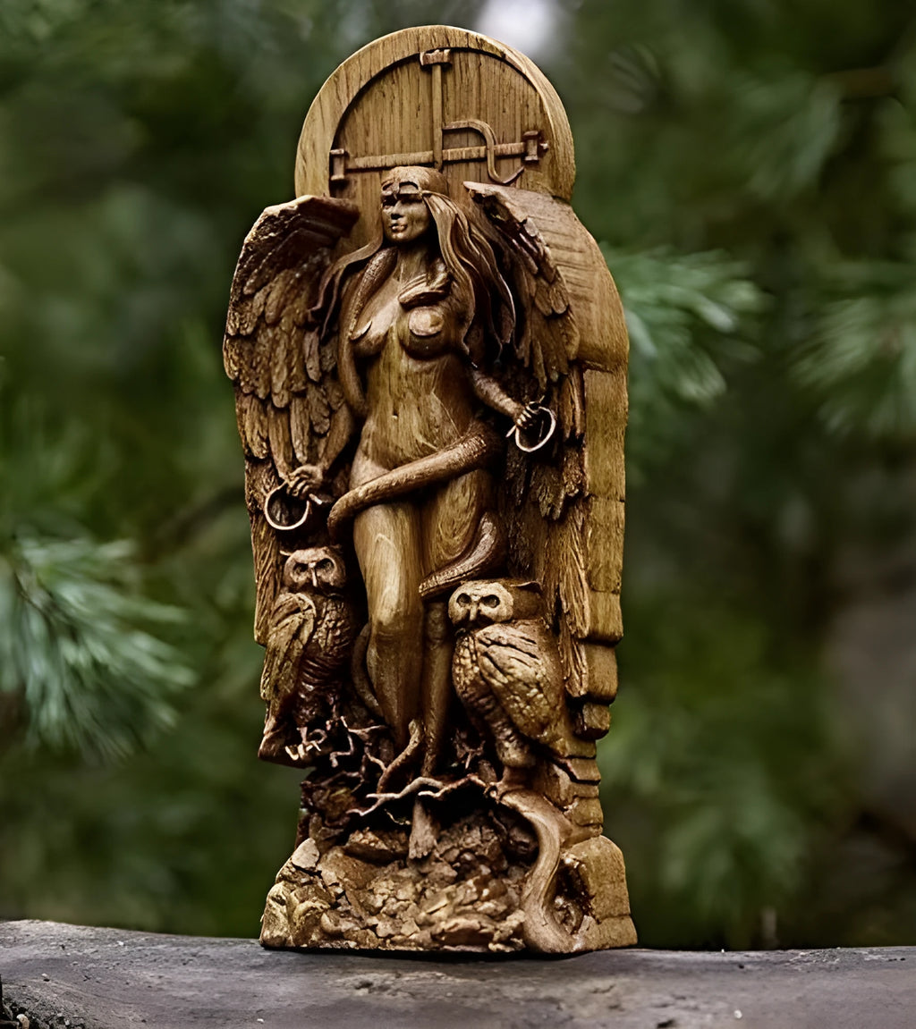 Small resin Greek goddess statue for altar or garden decor in three colour choices.