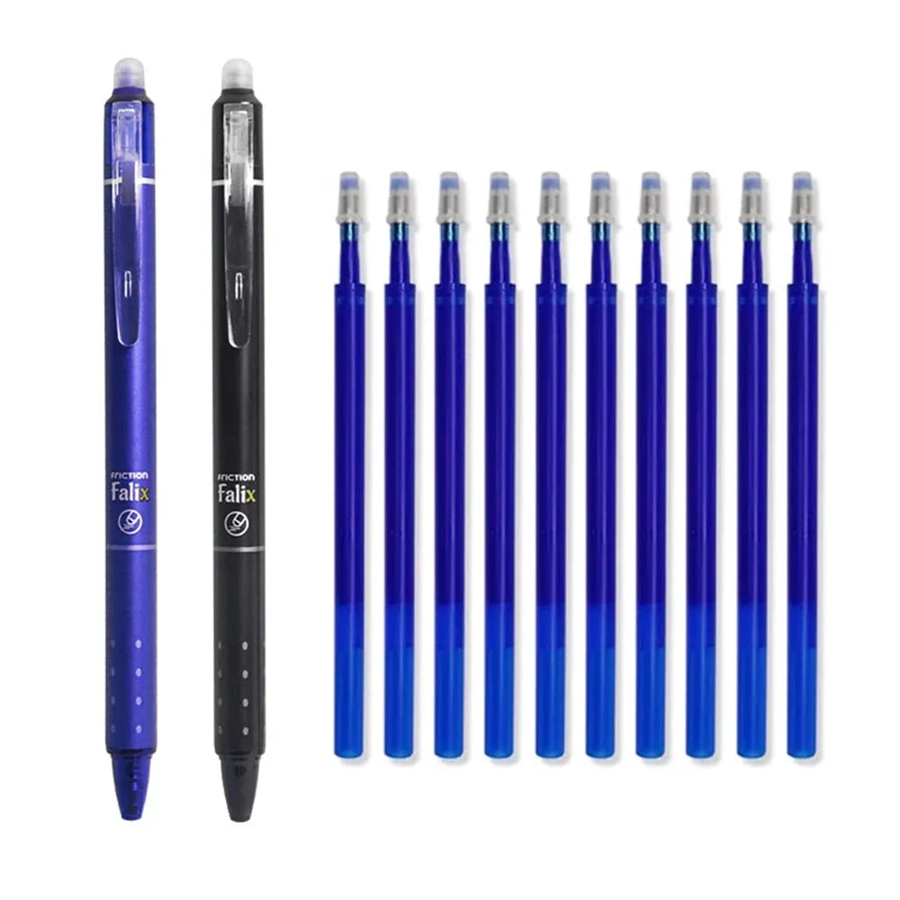 0.5mm erasable push gel pen with plastic shell and stainless steel nib