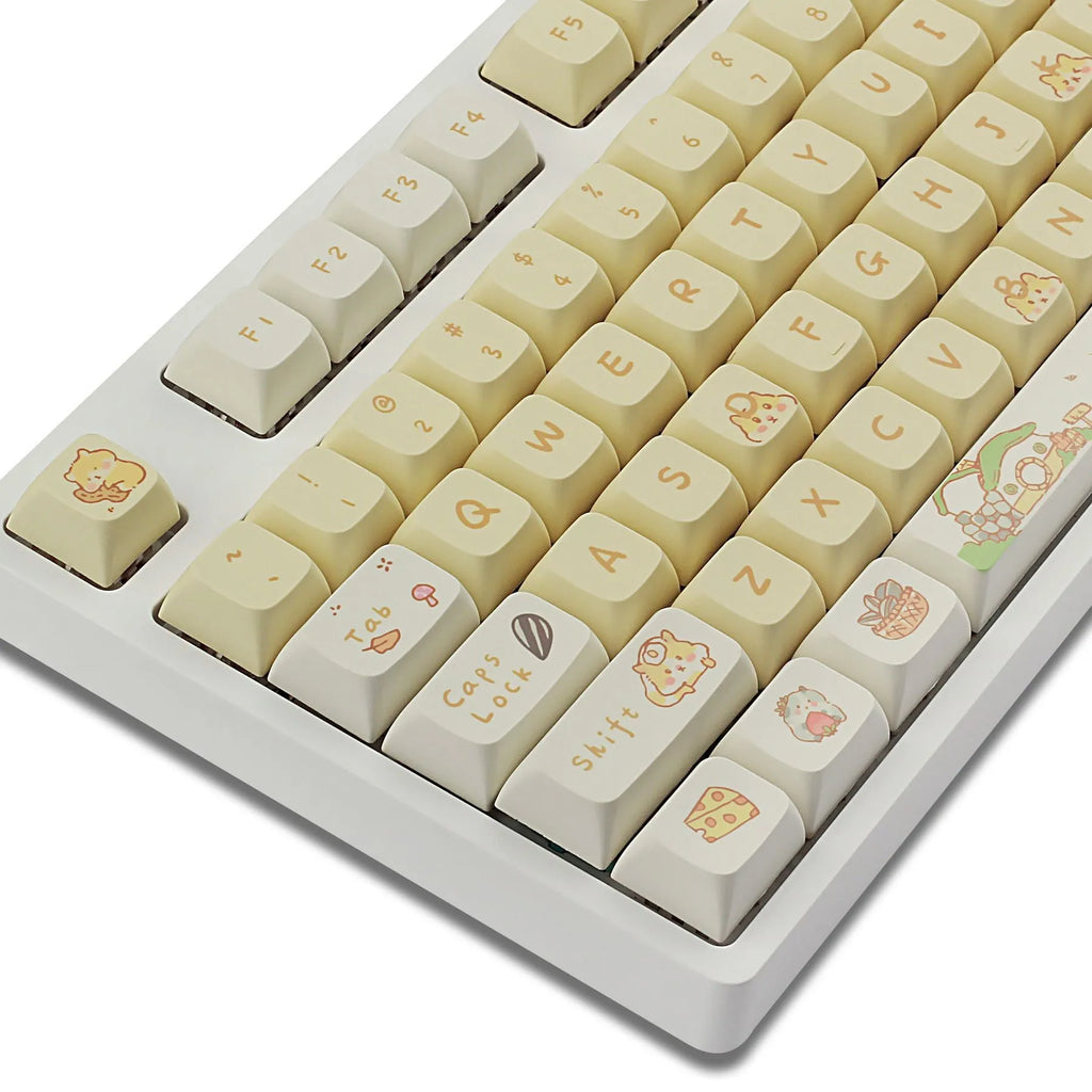 Custard design mechanical keyboard keycaps for 68 75 98 100 column layouts in grey and yellow colours