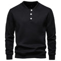 New fleece-lined men's round neck sweatshirt in solid colour with long sleeves and ribbed cuffs