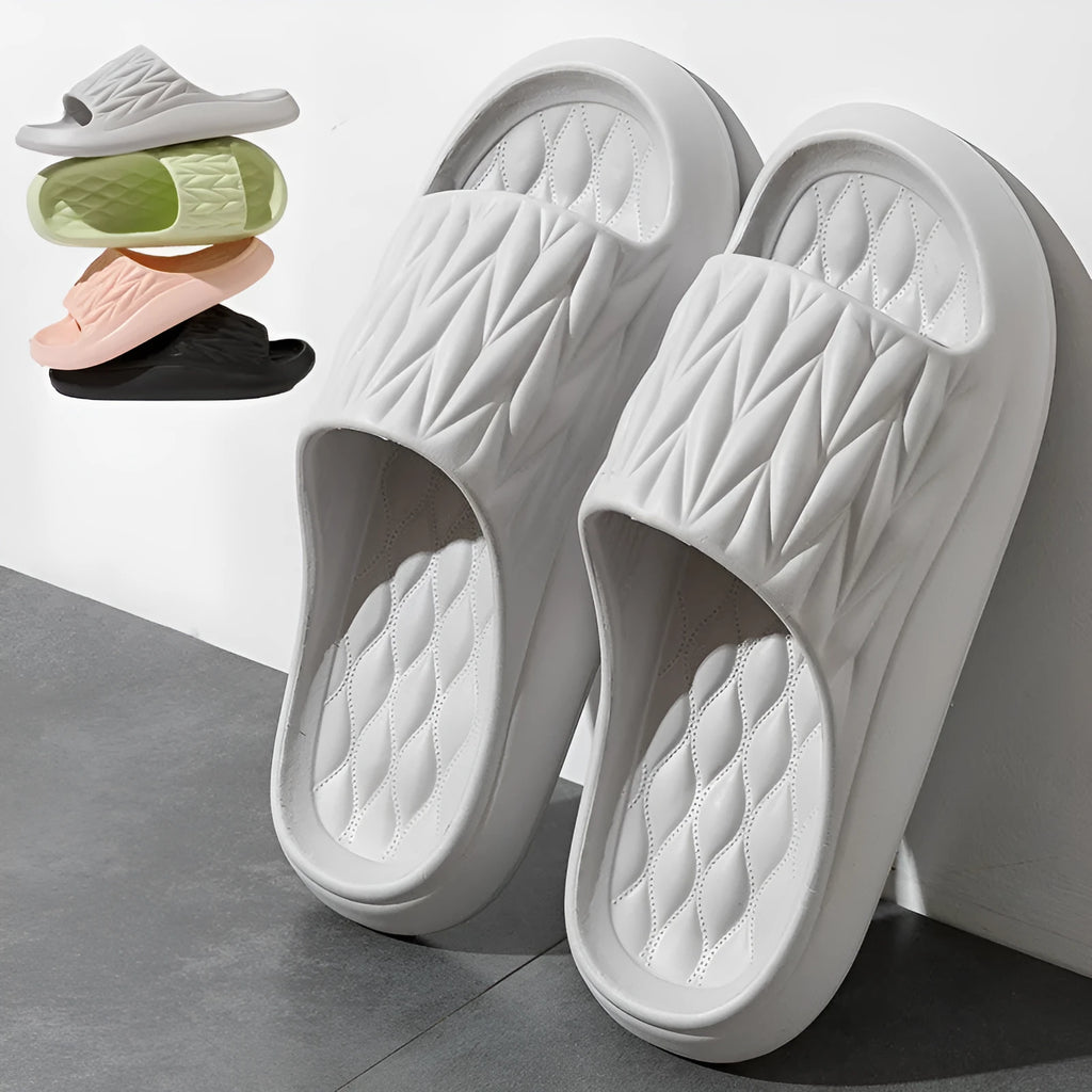 EVA leaf texture design slippers in multiple colours with non-slip soles for indoor household use