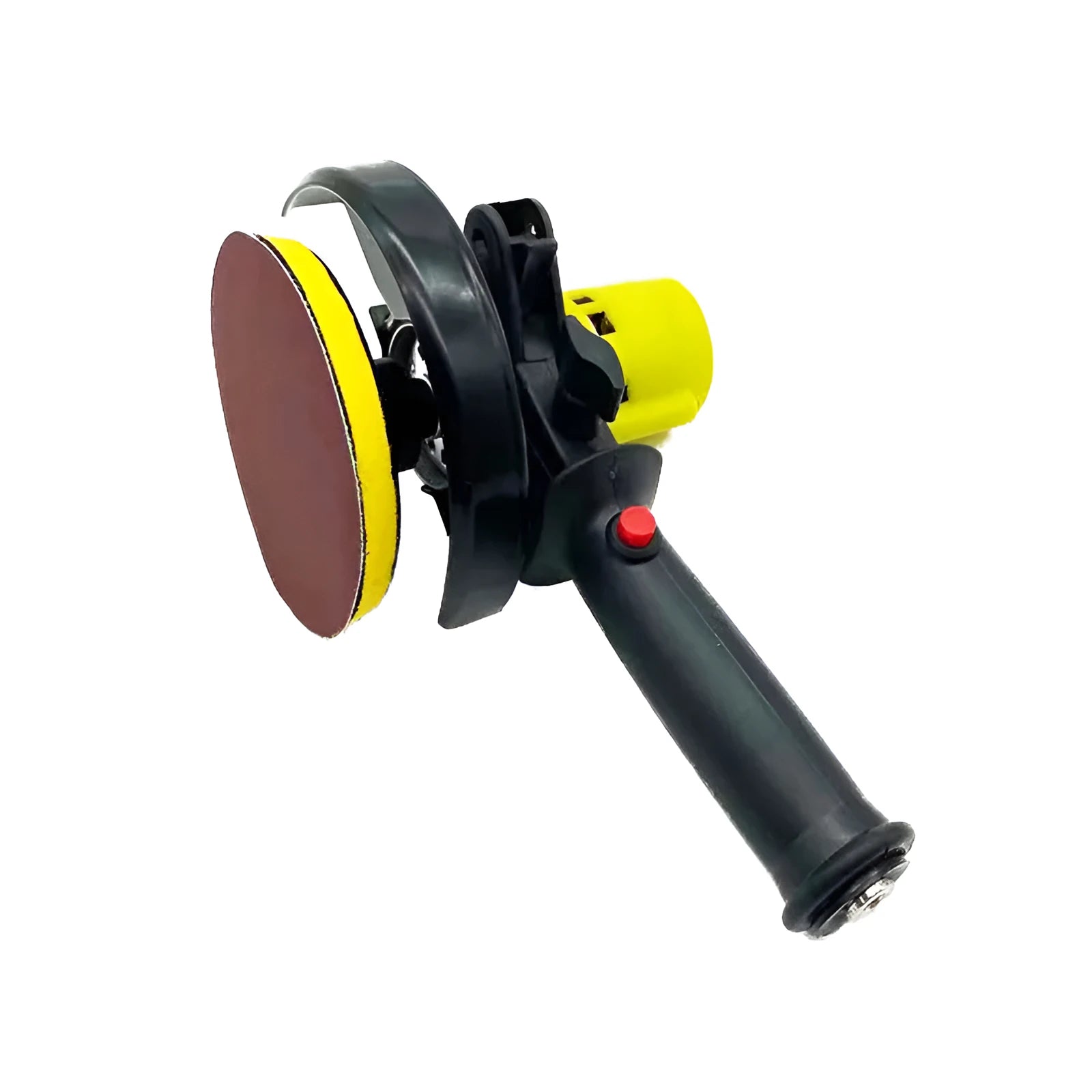 Black multifunctional handheld miniature electric seam polisher with 100mm grinding disc on a workbench