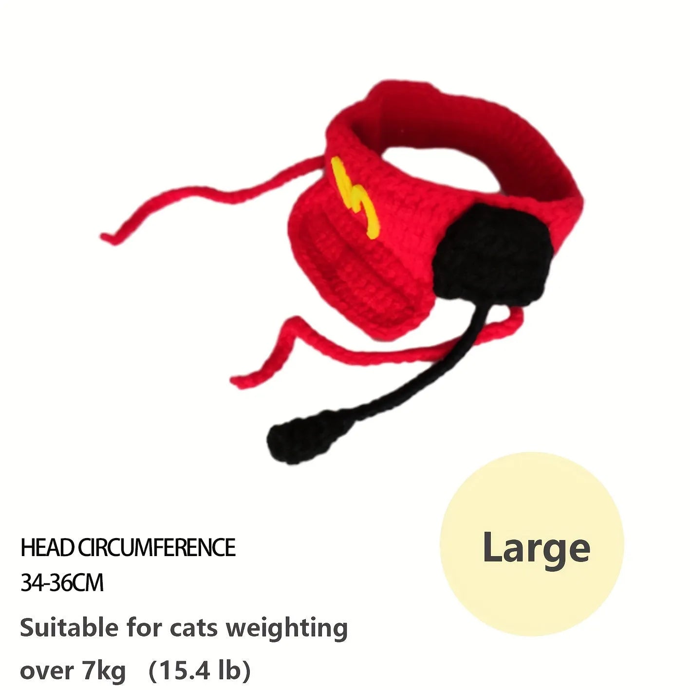 Handmade soft cotton knitted sweater and matching chef hat for a small cat or dog.