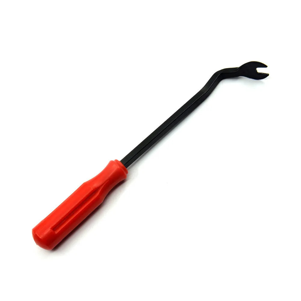 Red-handled steel automotive clip driver tool for General Motors horn and door panel nailing.