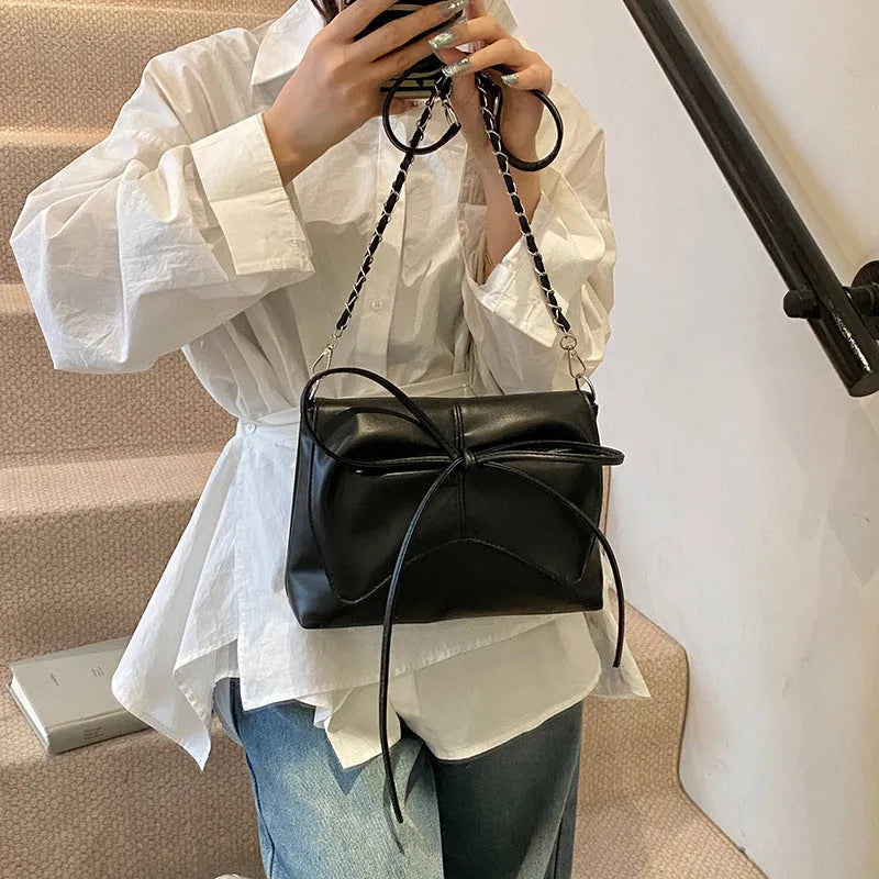 Women's black PU leather crossbody underarm bag with phone pocket and large capacity