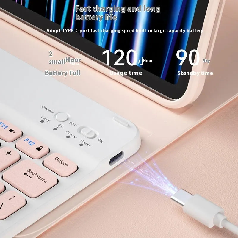 Bluetooth keyboard with rechargeable mouse in multiple colour options including white, green and pink