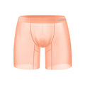 Men's orange seamless low-waist boxer shorts with hip lift function on a flat lay