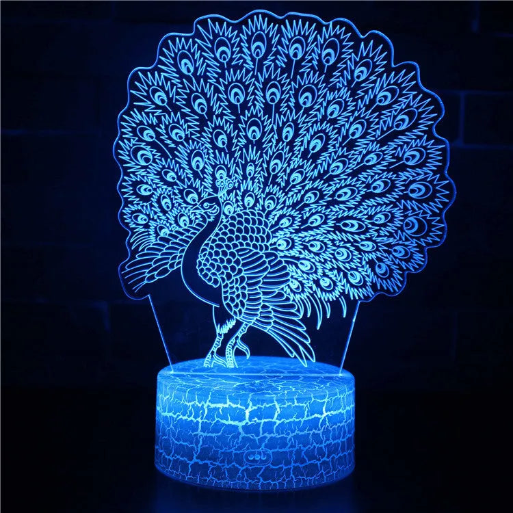 Acrylic 3D touch-sensitive USB table lamp with colourful illumination on a small ABS base.
