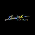 British style reflective plastic bumper sticker, 16cm long, shown in black, white and colourful options.