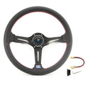 14-inch leather steering wheel with middle concave design showing black skeleton frame