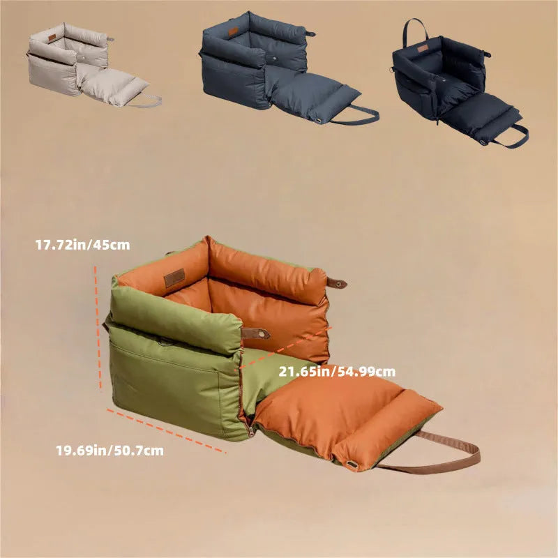 Rectangular waterproof dog bed with removable cover in grey colour showing 55x50x45cm dimensions