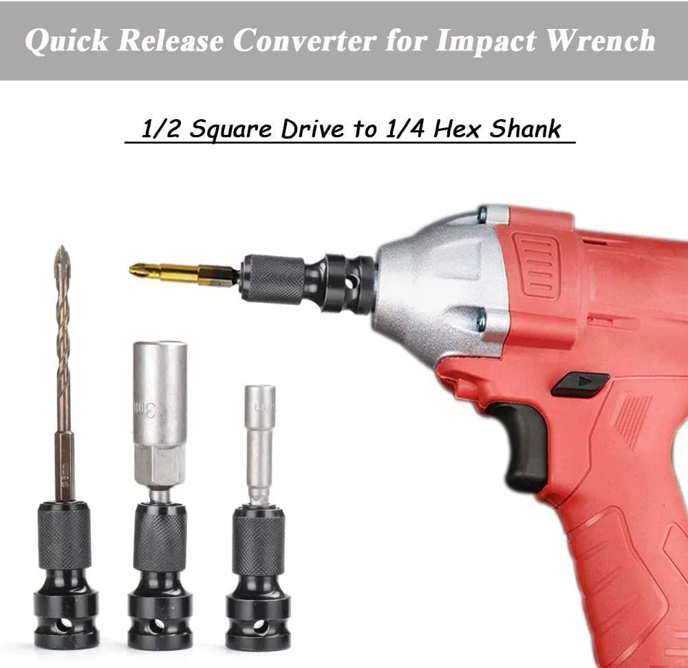 Telescopic scaling bit holder with hexagonal handle for electric wrench drives