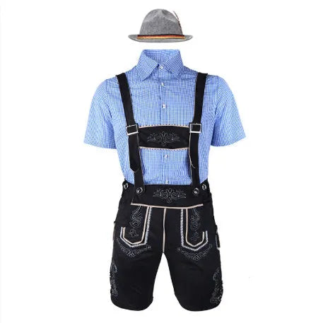 British style beer festival clothing set with green shirt and brown overalls for men