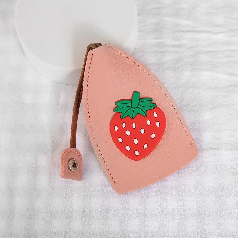 Cartoon style pull-out car key case made from PU leather in assorted designs
