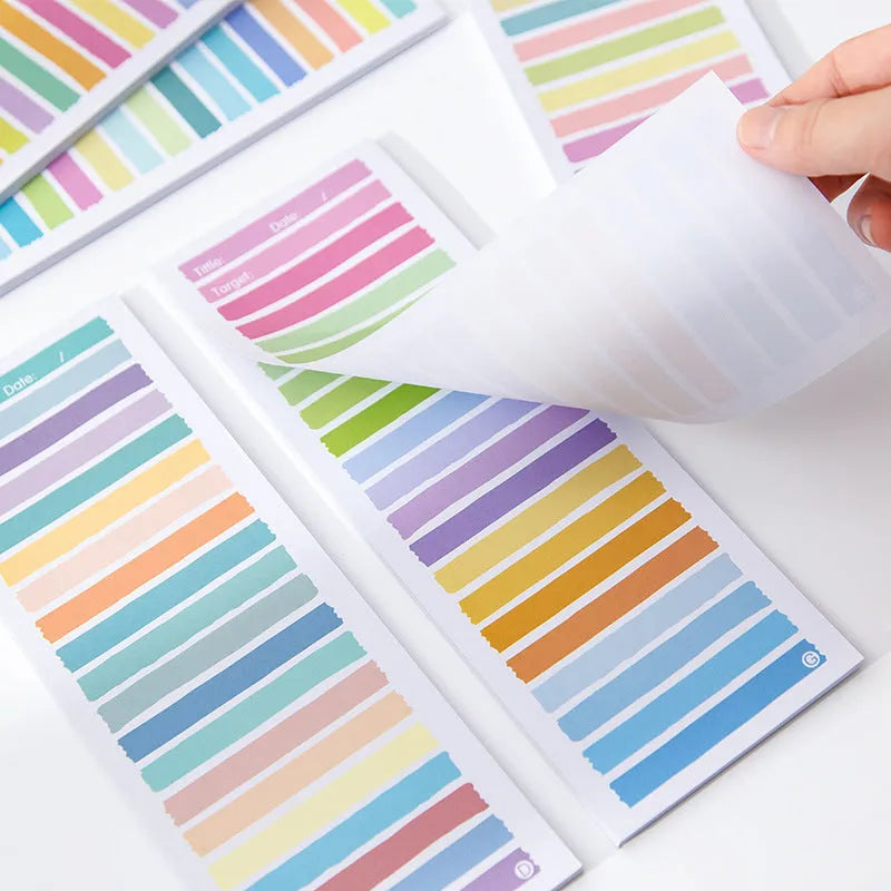 Colourful cartoon student notepad in plastic case with sticky notes, showing bear and striped design options