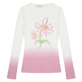 Gradient flower pattern women's long-sleeved T-shirt in thin polyester fabric