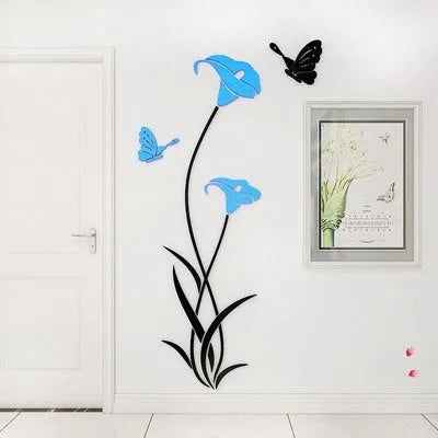 3D stereo acrylic wall stickers in pink, red, silver, sky blue, and violet colour options showing dimensional design