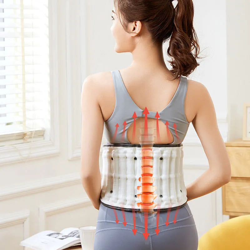 Automatic inflation lumbar waist supporter for disc stretch correction in PU material