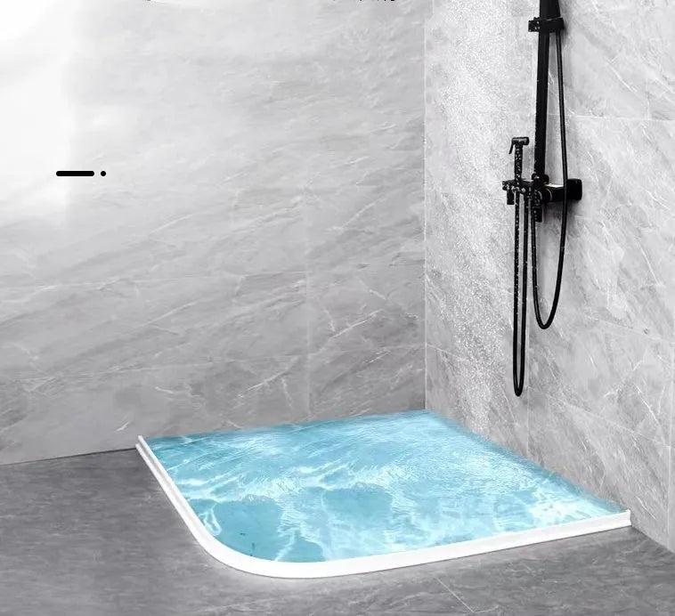 Flexible silicone bathroom waterproof strip in black, grey and white colours for shower room floor water blocking