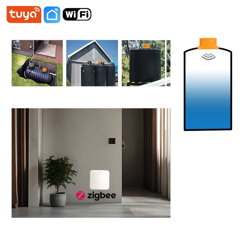 Wireless fluid level monitor with mobile app control for water and fuel tank remote monitoring
