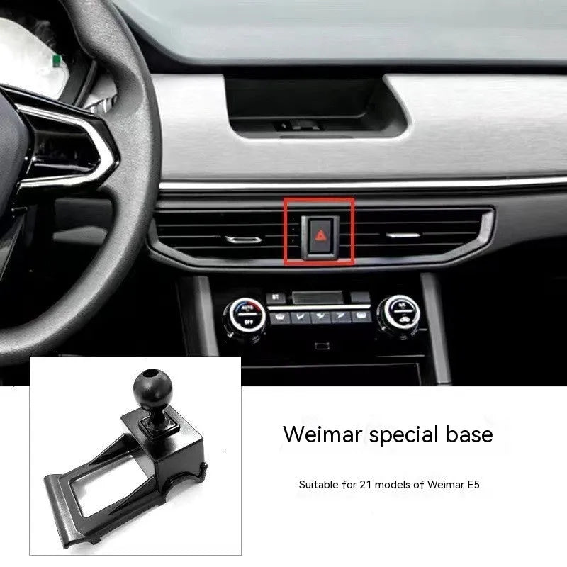 Goodway car dashboard phone holder with snap-on base and 360-degree rotation mechanism