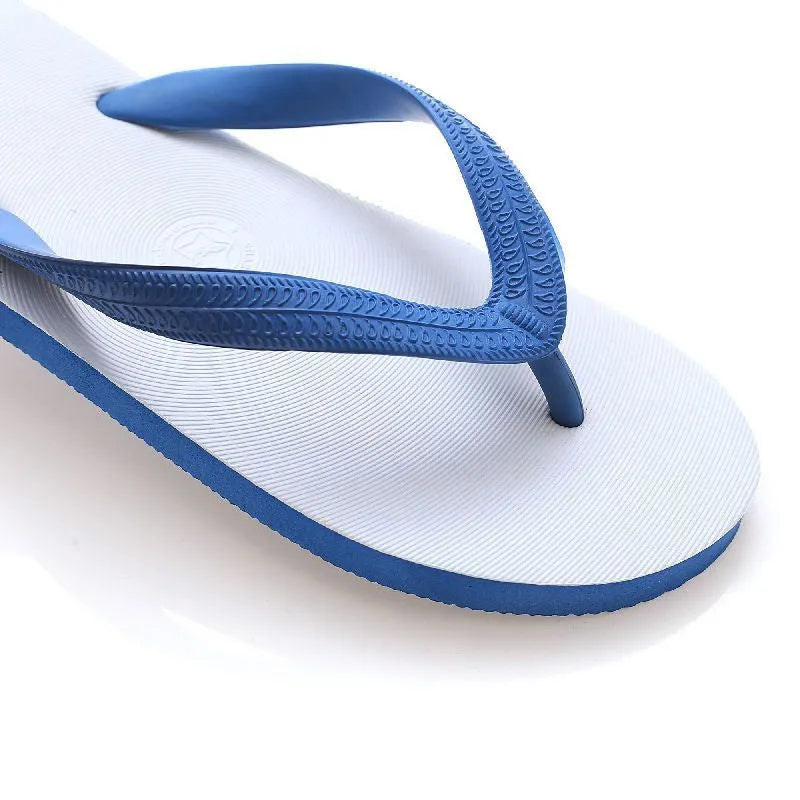Rubber flip-flops with non-slip soles and fish label design in four colour options