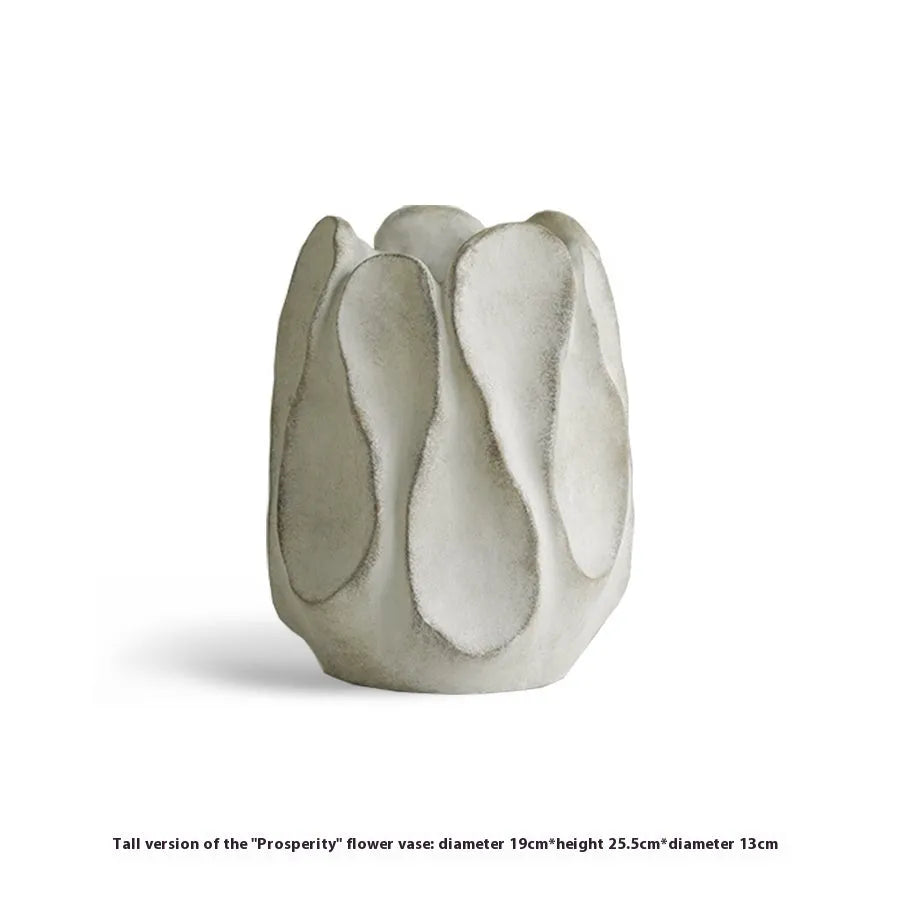 Irregular ceramic art vase with resin flower holder in high and low style options