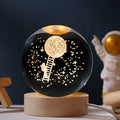Starry sky luminous crystal ball on round wooden base with USB cable