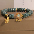 Women's natural emerald jade bracelet with abacus bead design and alloy safety lock closure