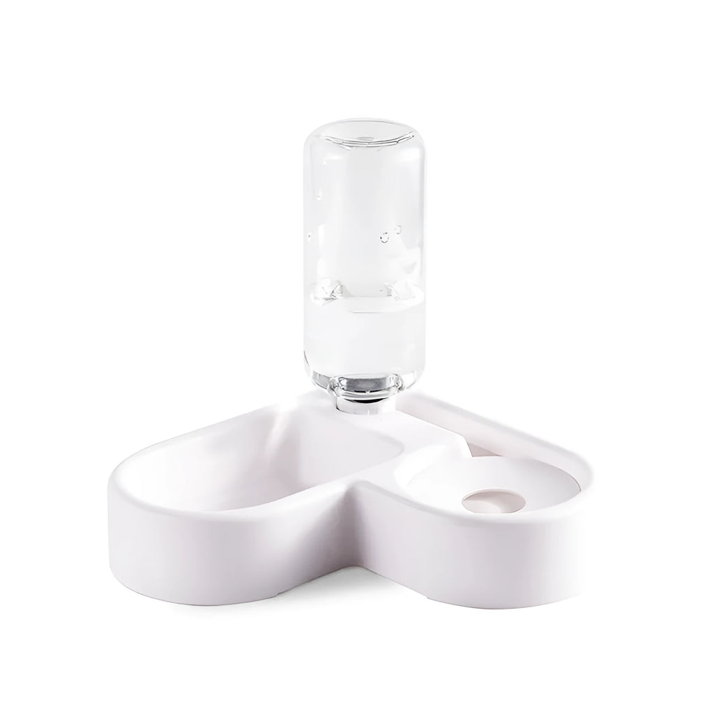 White indoor pet water fountain with food-grade silicone top, 2.4L capacity.