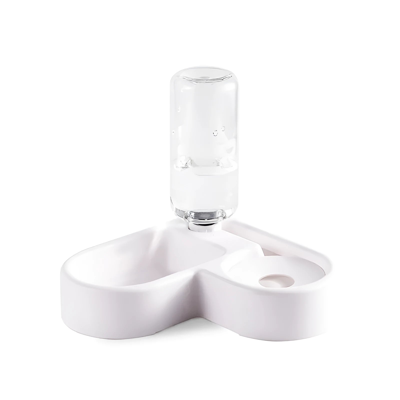 White indoor pet water fountain with food-grade silicone top, 2.4L capacity.