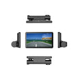 Three lens dashcam with 4 inch touch screen showing front rear and interior recording angles black plastic