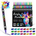 Set of double-headed washable acrylic marker pens with fine and broad tips in multiple colours