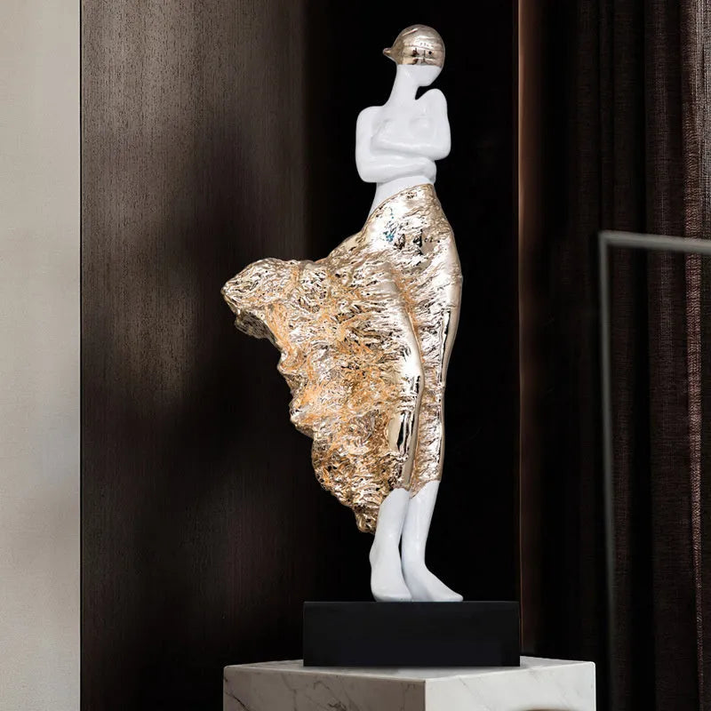 48cm tall sculptured beauty characters ornament in rose gold or silver modern decor piece
