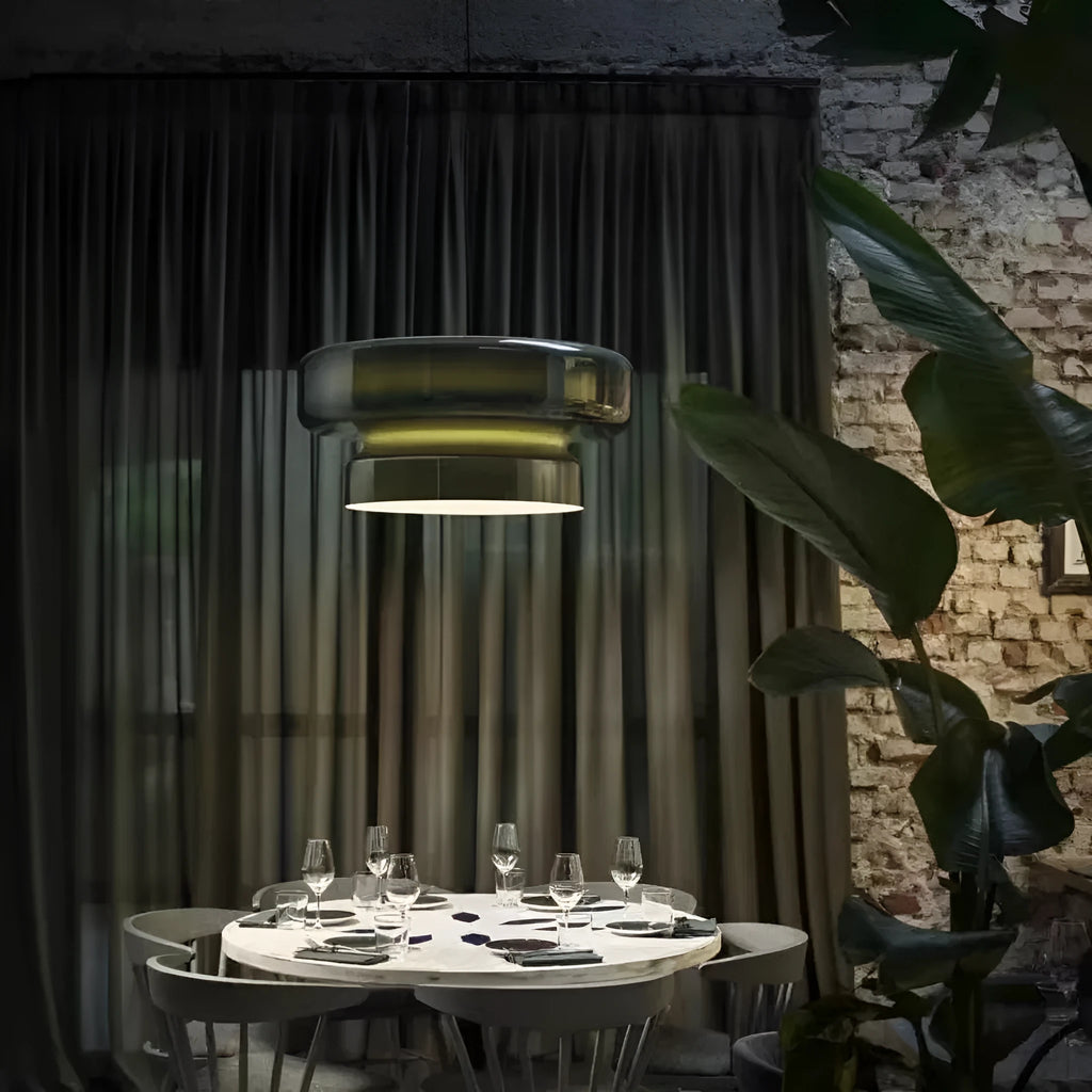 Modern glass chandelier lighting fixture with colour options for bedroom use