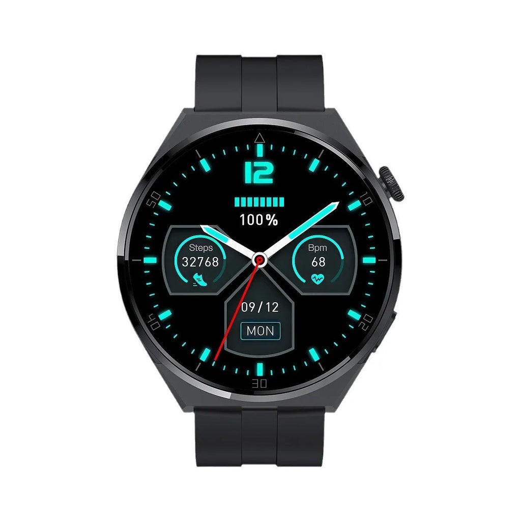 Smart watch in black with TFT screen displaying heart rate monitoring on a wrist