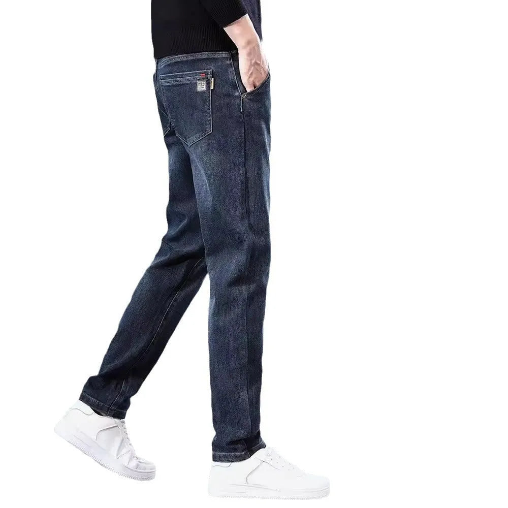 Men's slim straight casual trousers in street fashion style with micro elasticity