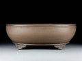 Handmade oval purple sand flowerpot in black mud green colour with 50cm length