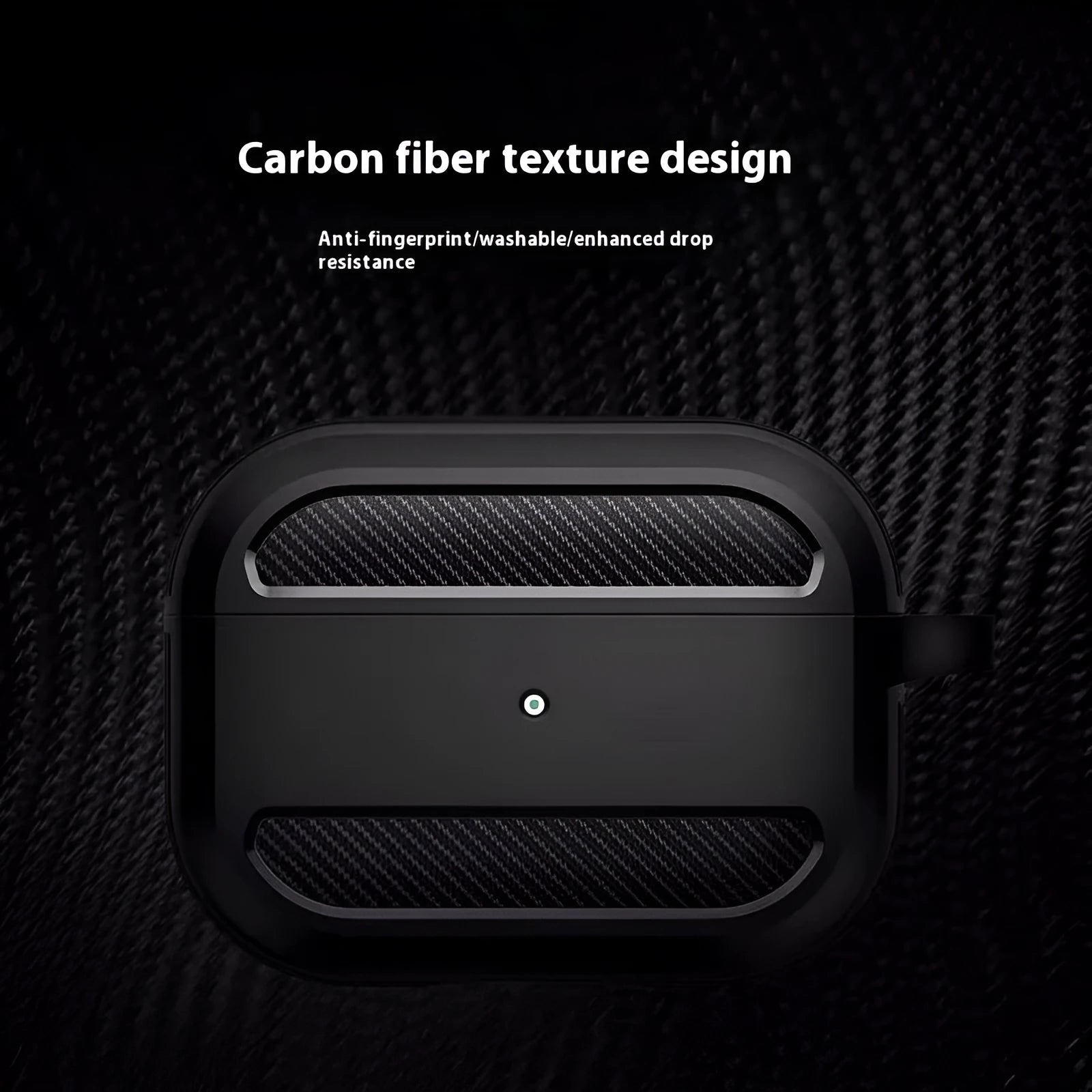 Carbon fibre pattern TPU clamshell case for AirPods in black