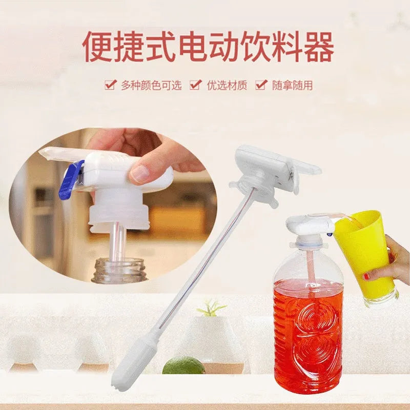 Electric pumping water device with straw attachment for transferring milk and beverages