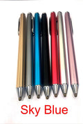 Metal casing stylus pen with fine tip, shown in multiple colour options.